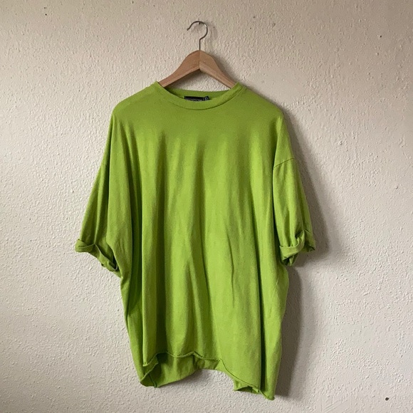 PrettyLittleThing I See You Oversized Tee Shirt Unisex Lime Green Size 10 - Picture 5 of 9
